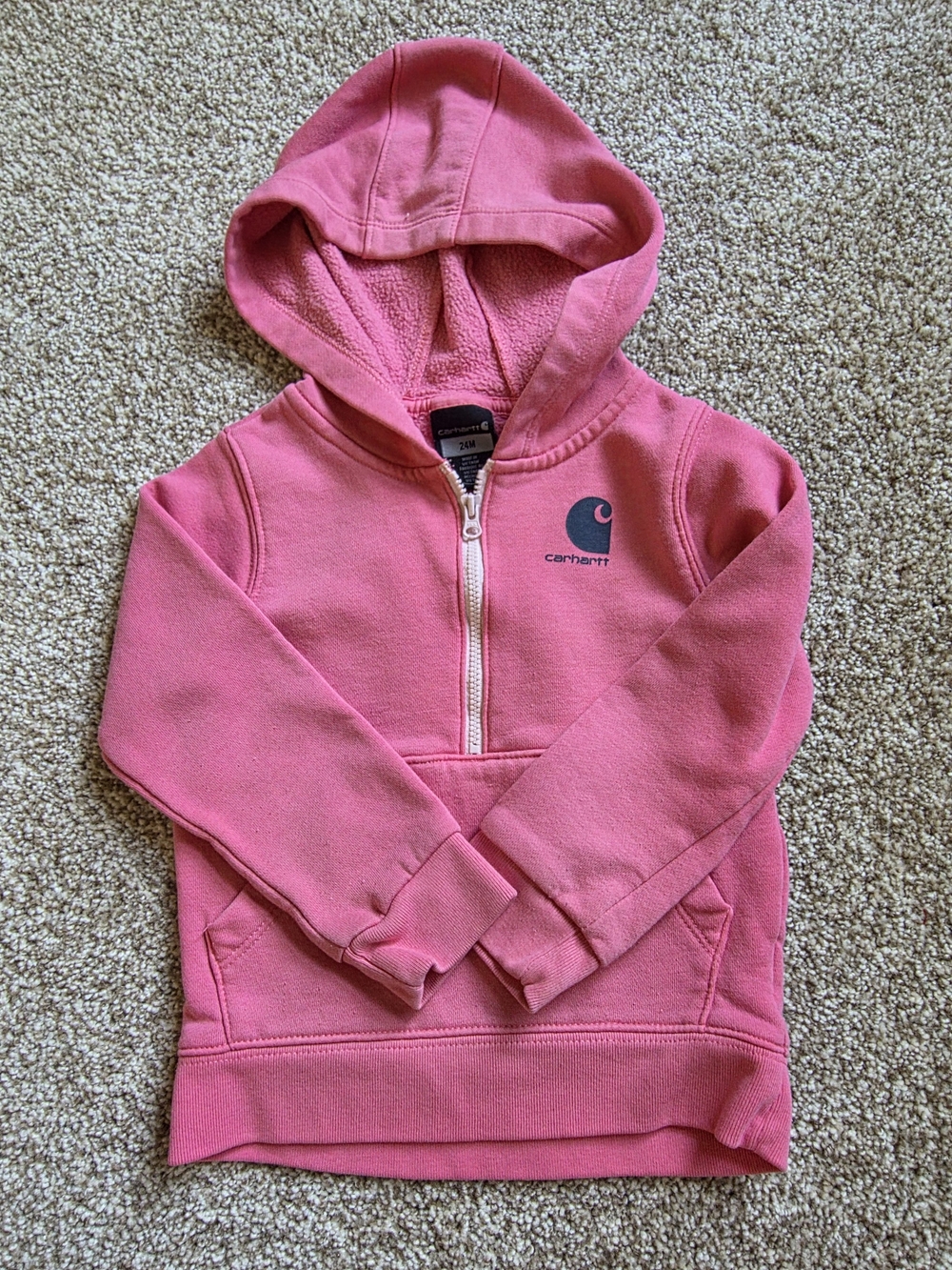 Carhartt Kids Pink Half-Zip Hoodie